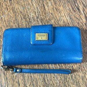 FOSSIL QUINN SLIM INK BLUE LEATHER WALLET